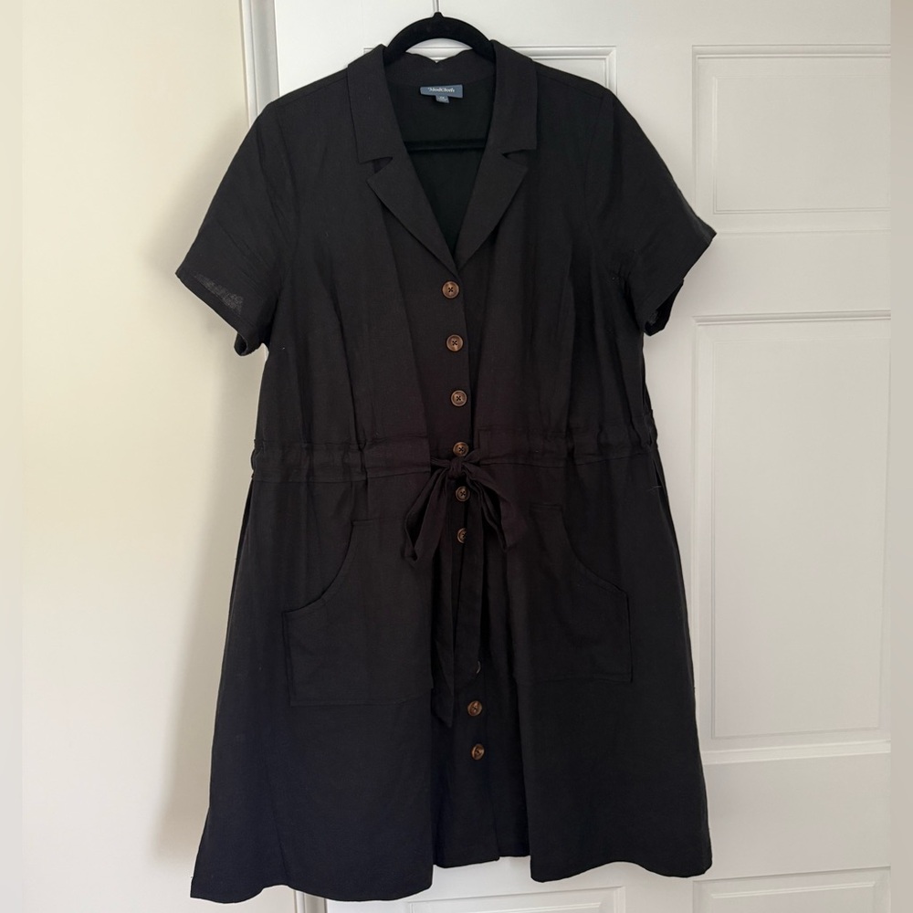 Modcloth Black Linen Collared Dress